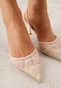 Beżowe Transparentne Sandały na Szpilce Ozdobione Koronką  Thetune