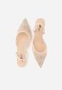 Beżowe Transparentne Sandały na Szpilce Ozdobione Koronką  Thetune