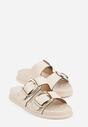 Beżowe Klapki z Metalicznymi Klamrami Aetheta