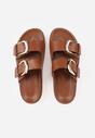 Brązowe Klapki z Metalicznymi Klamrami Aetheta