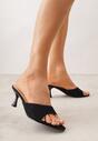 Czarne Klapki na Obcasie Kaczuszka z Odkrytym Noskiem Nadah