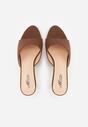 Brązowe Klapki na Obcasie Kaczuszka z Odkrytym Noskiem Nadah