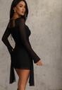 Czarna Sukienka VICES Bodycon z Siateczki z Wiązaniem na Plecach Urilryss