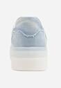 Niebieskie Sneakersy na Platformie z Denimu Nanore