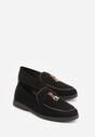Czarne Mokasyny z Imitacji Zamszu z Zawieszką na Nosku Theophitos