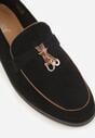 Czarne Mokasyny z Imitacji Zamszu z Zawieszką na Nosku Theophitos