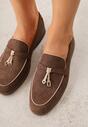 Brązowe Mokasyny z Imitacji Zamszu z Zawieszką na Nosku Theophitos