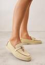 Żółte Mokasyny z Imitacji Zamszu z Zawieszką na Nosku Theophitos