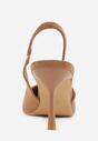 Jasnobrązowe Sandały z Imitacji Zamszu na Szpilce z Odkrytą Piętą Adrasiphaeia