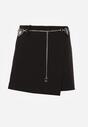Czarne Spódnico-Szorty z Metalicznymi Sercami przy Łańcuszku Meztila