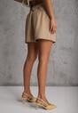 Beżowe Spódnico-Szorty z Metalicznymi Sercami przy Łańcuszku Meztila