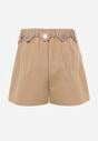 Beżowe Spódnico-Szorty z Metalicznymi Sercami przy Łańcuszku Meztila