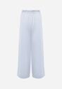 Niebieskie Spodnie Szerokie z Dodatkiem Bawełny High Waist z Metaliczną Klamrą Azaerixis