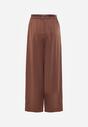Brązowe Spodnie Szerokie z Dodatkiem Bawełny High Waist z Metaliczną Klamrą Azaerixis