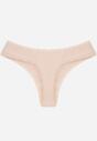 Beżowe Majtki Stringi z Bawełną z Koronką Aethimilia