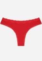 Czerwone Majtki Stringi z Bawełną z Koronką Aethimilia