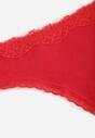 Czerwone Majtki Stringi z Bawełną z Koronką Aethimilia
