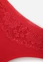 Czerwone Majtki Typu Stringi z Bawełną i Koronką Zeliche