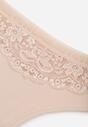 Beżowe Majtki Typu Stringi z Bawełną i Koronką Zeliche