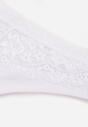 Białe Majtki Typu Stringi z Bawełną i Koronką Zeliche