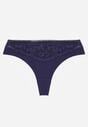 Granatowe Majtki Typu Stringi z Bawełną i Koronką Zeliche