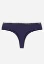 Granatowe Majtki Typu Stringi z Bawełną i Koronką Zeliche