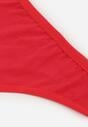 Czerwone Gładkie Majtki Stringi z Bawełną Chrysile