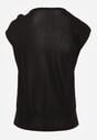 Czarna Wiskozowa Bluzka Bez Rękawów z Dzianiny Zdobiona Metaliczną Aplikacją Alutina