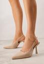 Beżowe Sandały na Szpilce w Stylu Slingback Kerlahne