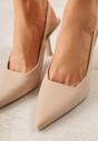 Beżowe Sandały na Szpilce w Stylu Slingback Kerlahne