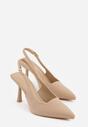 Beżowe Sandały na Szpilce w Stylu Slingback Kerlahne