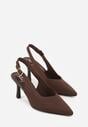 Brązowe Plecione Sandały na Szpilce Savapheme