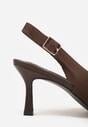 Brązowe Plecione Sandały na Szpilce Savapheme
