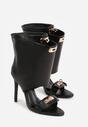 Czarne Sandały Typu Botki z Metalicznymi Klamrami Zaehlyss