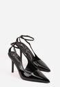 Czarne Sandały Lakierowane na Szpilce z Ozdobnymi Paskami  Murilea