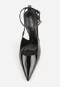 Czarne Sandały Lakierowane na Szpilce z Ozdobnymi Paskami  Murilea