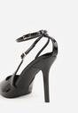 Czarne Sandały Lakierowane na Szpilce z Ozdobnymi Paskami  Murilea