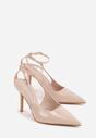 Beżowe Sandały Lakierowane na Szpilce z Ozdobnymi Paskami  Murilea