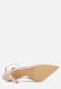 Beżowe Sandały Lakierowane na Szpilce z Ozdobnymi Paskami  Murilea