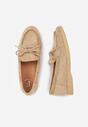 Ciemnobeżowe Mokasyny ze Sznurkiem i Kokardą Samiphia