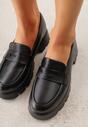 Czarne Mokasyny na Platformie z Tłoczeniem Guinelle