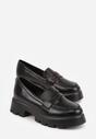 Czarne Mokasyny na Platformie z Tłoczeniem Guinelle