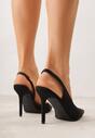Czarne Casualowe Sandały na Szpilce Typu Slingback Lamigonia