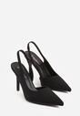 Czarne Casualowe Sandały na Szpilce Typu Slingback Lamigonia
