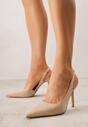 Beżowe Casualowe Sandały na Szpilce Typu Slingback Lamigonia