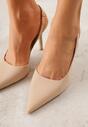 Beżowe Casualowe Sandały na Szpilce Typu Slingback Lamigonia