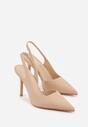 Beżowe Casualowe Sandały na Szpilce Typu Slingback Lamigonia