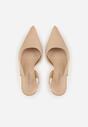 Beżowe Casualowe Sandały na Szpilce Typu Slingback Lamigonia
