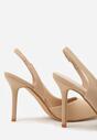 Beżowe Casualowe Sandały na Szpilce Typu Slingback Lamigonia