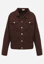 Ciemnobrązowa Jeansowa Kurtka z Bawełny Perilopei